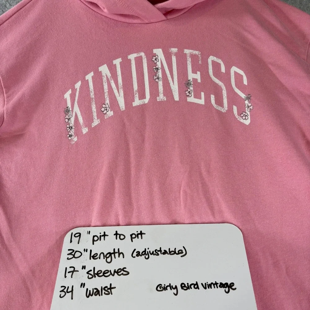 Gap Kids Girls XL 12 Sweatshirt Dress Pink Kindness Floral‎ Graphic Hoodie Comfy